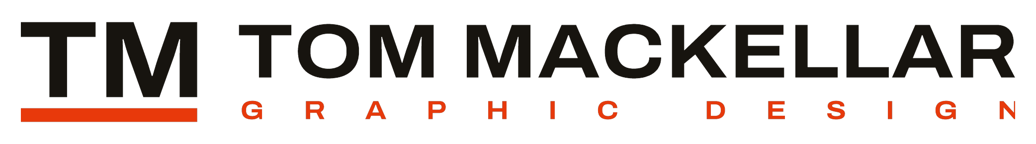 The horizontal lockup: the TM monogram beside the name, set on one line for website headers and email signatures.